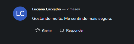 Comentário de aluna na aula